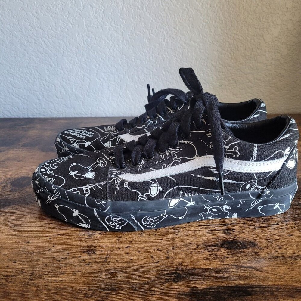 Vans Old Skool x Peanuts Snoopy Black Canvas Mens Shoes Size 7.5 Men Women 9 Euc - Picture 5 of 11